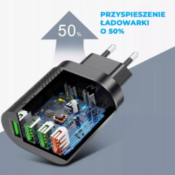 Ładowarka sieciowa do telefonu Quick Charge 3.0 48W + kabel 3w1