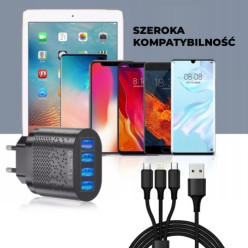 Ładowarka sieciowa do telefonu Quick Charge 3.0 48W + kabel 3w1