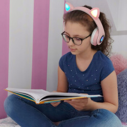 Bezdrôtové slúchadlá pre mačacie uši žiariace RGB Bluetooth pre deti