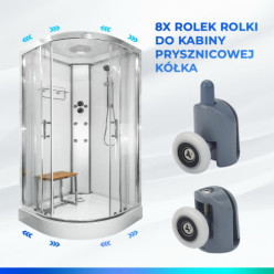 Rolki do kabiny prysznicowej 24mm kółka zestaw 8szt