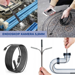 Endoskopická inspekční kamera USB-C 5 m s LED