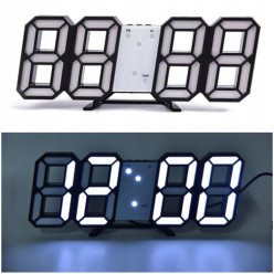 Electronic LED 3D clock with alarm black 22cm