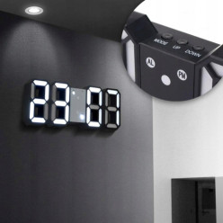 Elektronické LED 3D hodiny s čiernym alarmom 22cm
