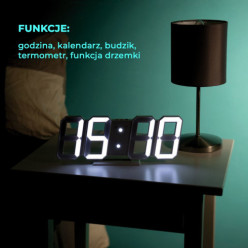 Elektronické LED 3D hodiny s alarmem černá 22cm