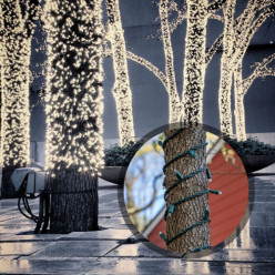 Weihnachtsbaumbeleuchtung Lichterkette 200 LED Programmgeber innen kaltweiß
