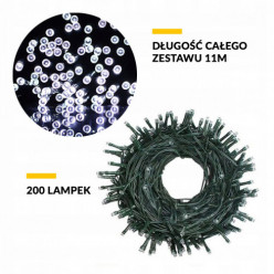 Weihnachtsbaumbeleuchtung Lichterkette 200 LED Programmgeber innen kaltweiß