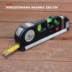 Poziomica laserowa z miarą 250 cm 3 libelki 15m