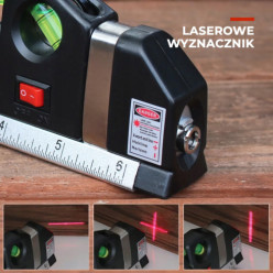 Laser-Wasserwaage mit Maßband 250 cm 3 Libellen 15m