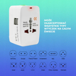 Travel plug adapter for sockets UK EU USA