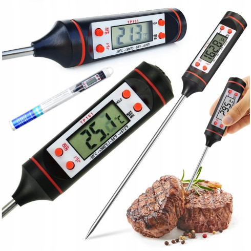 Digitální kuchyňský teploměr pro masové víno LCD sonda pin