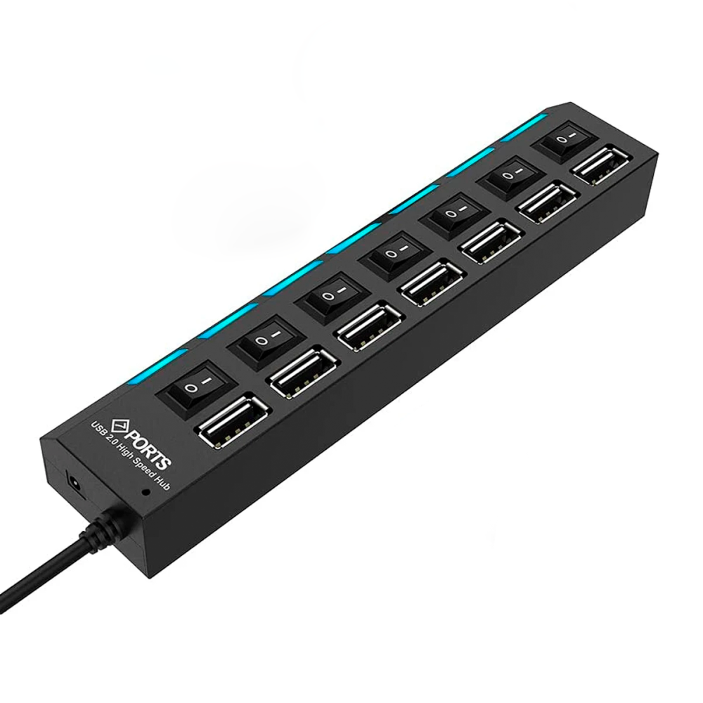 USB rozštěp 7 port černý