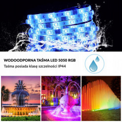 Taśma LED 5m pilot wodoodporna kolorowa zestaw 12V 14W