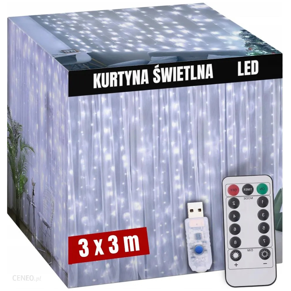 Kurtyna świetlna girlanda 3x3m 300 LED