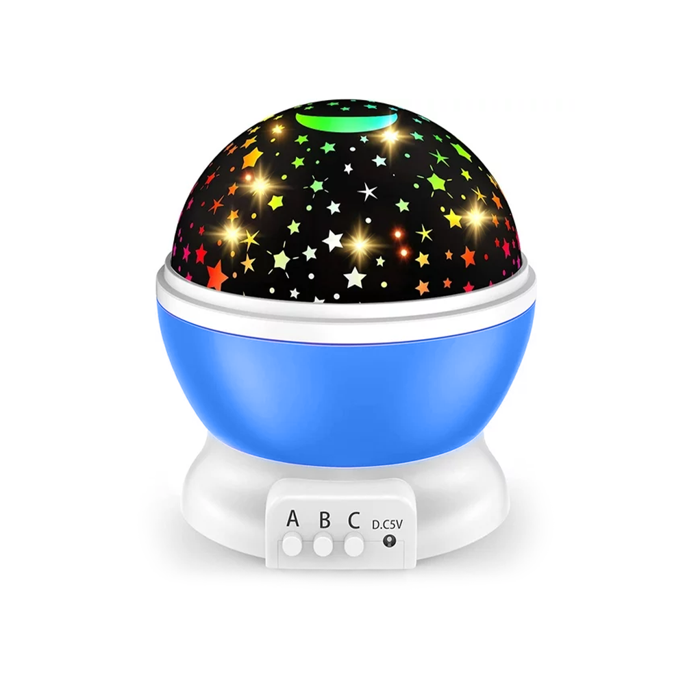 Rotating star projector night light blue