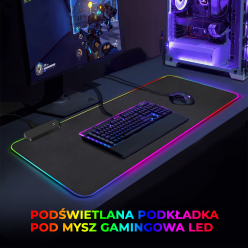 Podkładka pod mysz klawiaturę świecąca gamingowa 80x30cm RGB