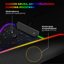 Podkładka pod mysz klawiaturę świecąca gamingowa 80x30cm RGB