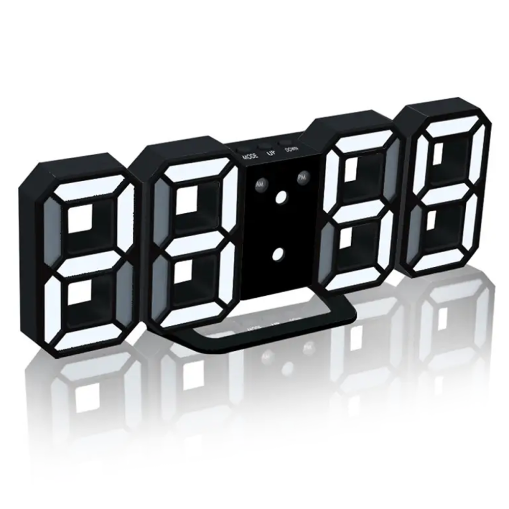 Elektronické LED 3D hodiny s alarmem černá 22cm