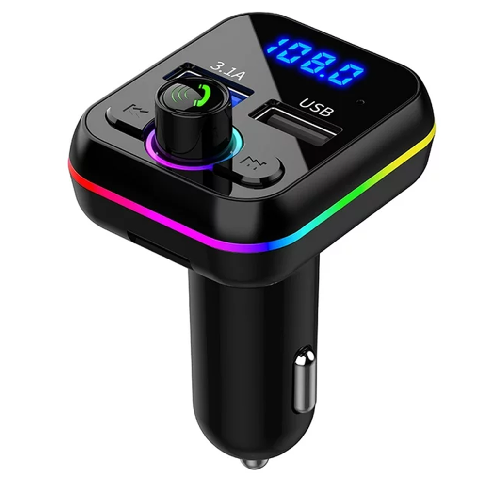 Transmiter bluetooth samochodowy FM 2x USB RGB