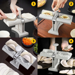 Double dumpling maker press for pierogi ravioli