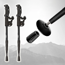 2x trekking poles for walking Nordic Walking adjustable black