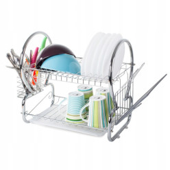 Two-tier free-standing dish drainer + accessories