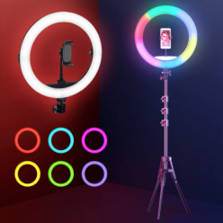 Lampa pierścieniowa LED RGB ze statywem 220cm USB 80W