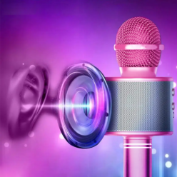 Vezeték nélküli karaoke mikrofon Bluetooth hangszóró rózsaszín