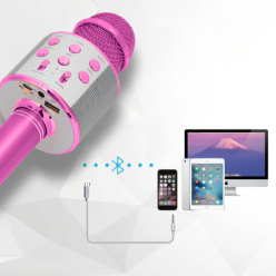 Wireless karaoke microphone Bluetooth speaker pink