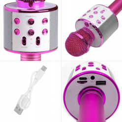 Wireless karaoke microphone Bluetooth speaker pink