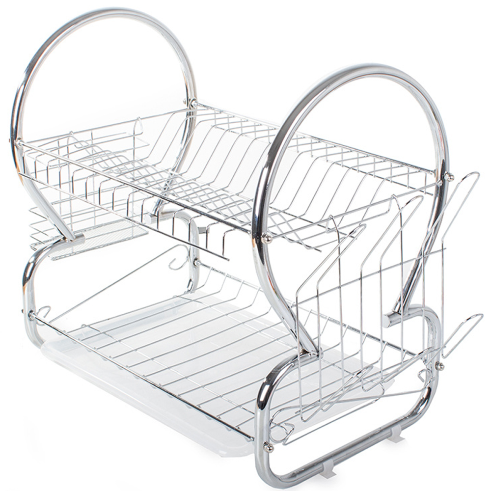 Two-tier free-standing dish drainer + accessories