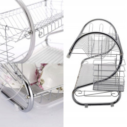 Two-tier free-standing dish drainer silver + accessories