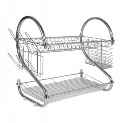 Two-tier free-standing dish drainer silver + accessories