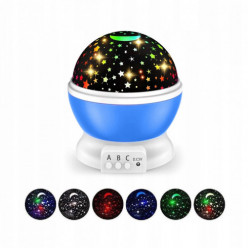 Rotating star projector night light blue
