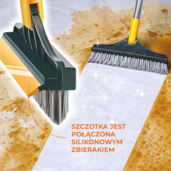Scrubbing broom for washing bathroom tiles grout angled with squeegee