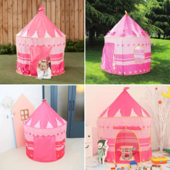 Enfants jouer tente château château rose
