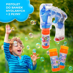 Bubble gun blesk + 2 bublinové kapaliny