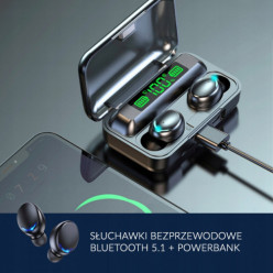 Słuchawki bezprzewodowe Bluetooth 5.1 douszne z powerbankiem