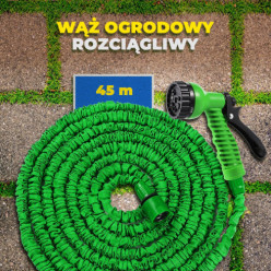 Wąż ogrodowy 45 m rozciągliwy elastyczny + pistolet + złączka