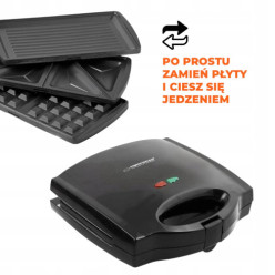 Sendvičový stroj na vaflé gril 3in1 700W čierny 26x24cm