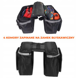 Zadná bike pannier taška zdvojnásobená 37x30x26cm čierna