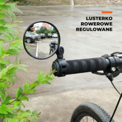 Lusterko rowerowe na kierownicę regulowane gumowy uchwyt 75mm 2szt