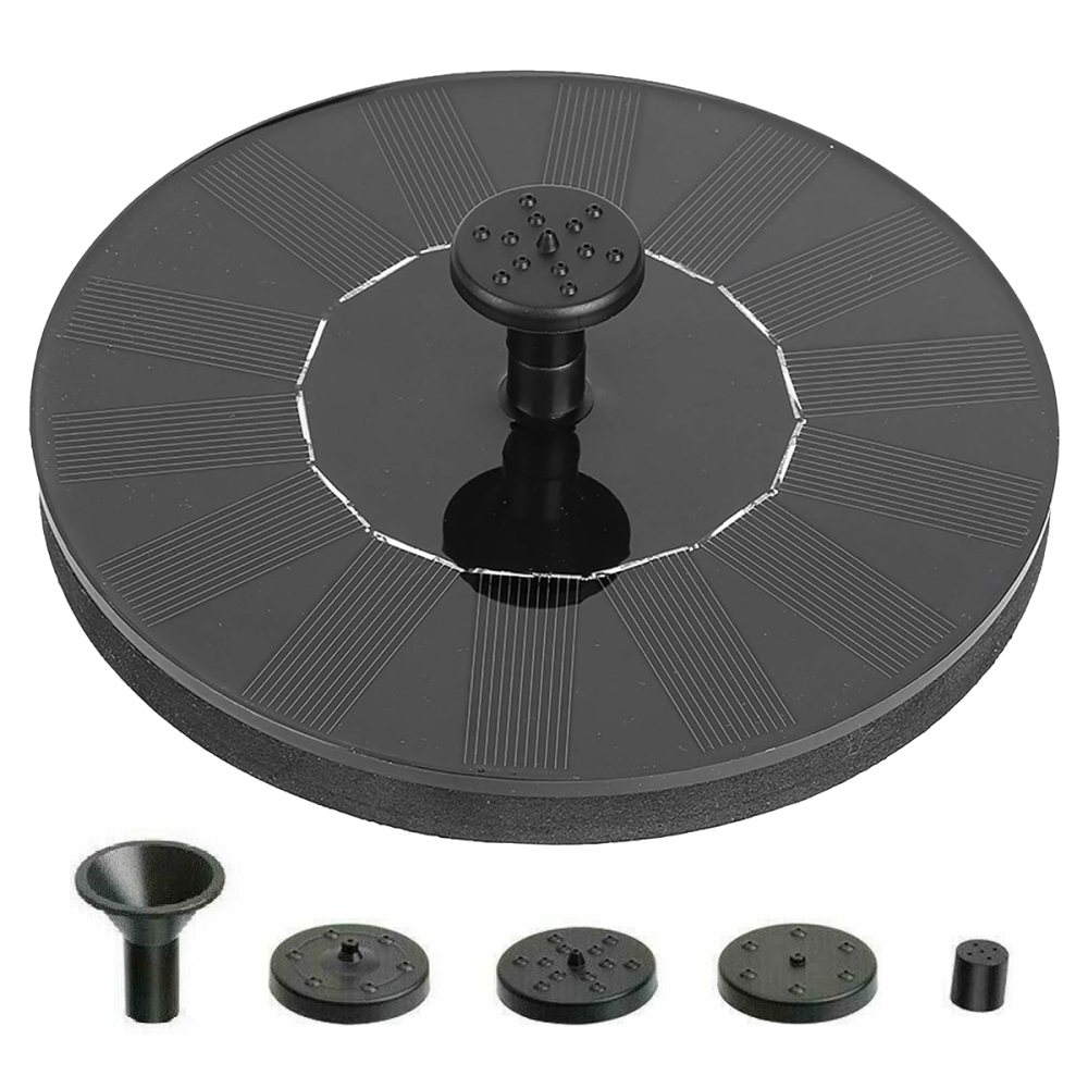 Solar garden floating fountain for pond water feature 4 nozzles filter pump