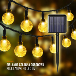 Lampki ogrodowe girlanda 6m 40 diod solarna