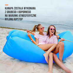 Leżak plażowy sofa niebieski 220 x 70 cm