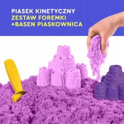 Piasek kinetyczny 3kg piaskownica basen foremki zestaw XXL różowy