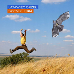 Latawiec orzeł 120cm szary dla dzieci dorosłych żyłka