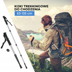 2x kijki trekkingowe do chodzenia Nordic Walking regulowane srebrne