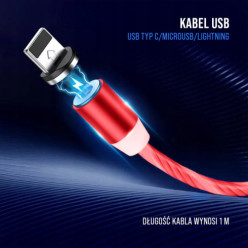 Kabel USB - USB typ C / MicroUSB / Lightning 1 m