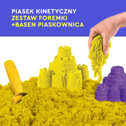 Piasek kinetyczny 2kg piaskownica basen foremki zestaw XXL żółty