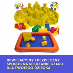 Piasek kinetyczny 2kg piaskownica basen foremki zestaw XXL żółty